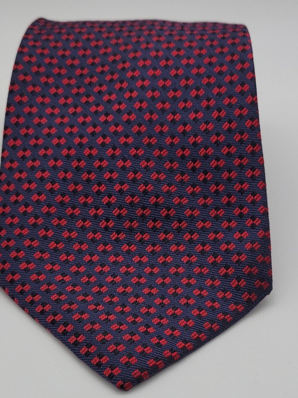 Lauren Ralph Lauren 100% Silk Geometric Navy Red Men's Tie Designer Woven